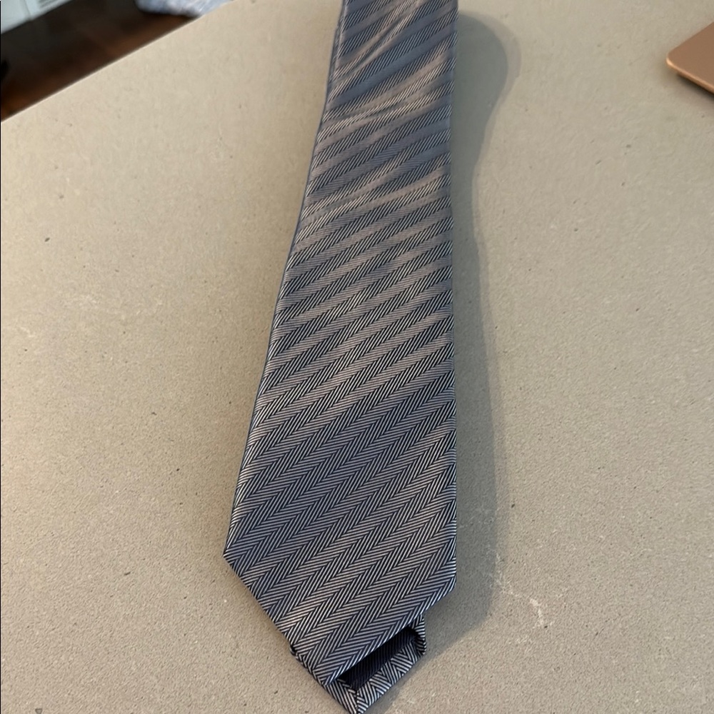 Ermenegildo Zegna Gray Chevron Silk Tie